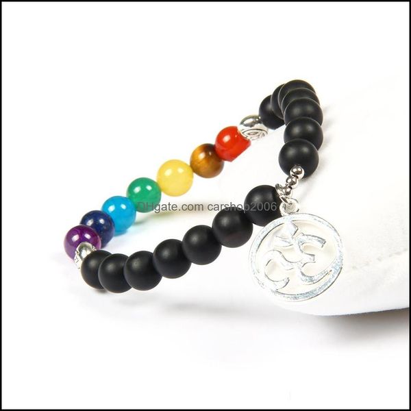 

beaded men women 7 chakra bracelets bangles colors mixed healing natural stone pray mala heart shape charm bracelet sier om drop del dhhcd, Black
