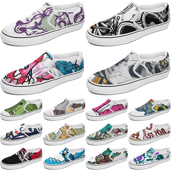 

custom shoes slip-on canvas shoe customized sneakers men women blue red yellow classic custom comfortable low platform sneaker color68