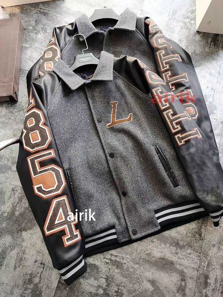 

right designer jacket high version autumn winter show splicing super fire baseball jacket1 couple, Black;brown