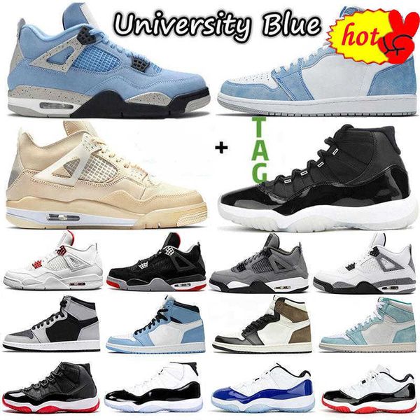 

basketball shoes mens sneakers womens trainers white oreo university blue 2022 2021 jumpman 4 4s shimmer 1 1s high og pollen 11 11s low, Black