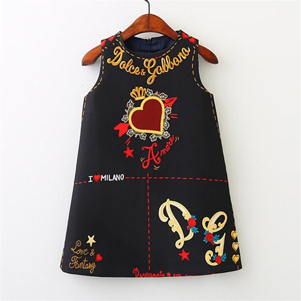 

girls dress spring fall european and american style embroidery flower vest dress toddler baby girls clothing 2-8yrs261v, Red;yellow