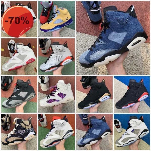 

2021 new jumpman 6 vi blue washed denim black infrared hare cat men basketball shoes 6s jeans mens sports sneakers size 40-47