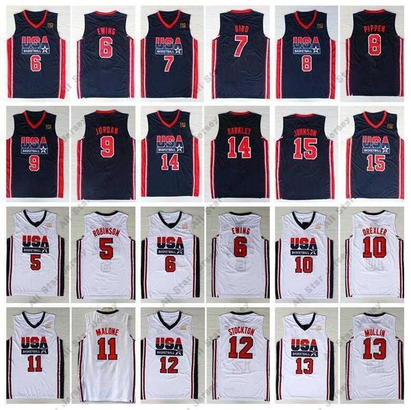 

basketball jerseys men 1992 us national team basketball jerseys michael 9 patrick ewing 6 scottie pippen clyde drexler john stockton moses m, Black;red