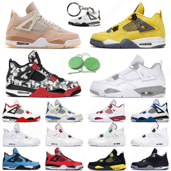 

5.5-13 mens basketball shoes 4s 4 guava ice fire red black cat white cement purple metallic cool grey women men trainer sports sneakers