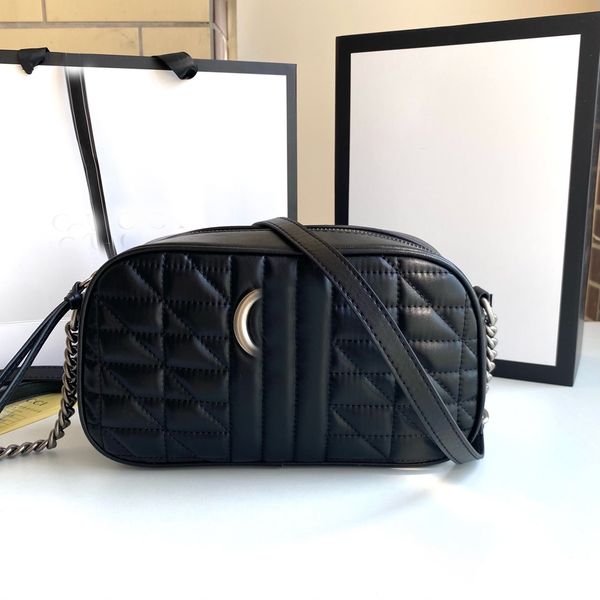 

7a designer grid camera bags lady of fashion genuine leather crowhide silver logo with coding