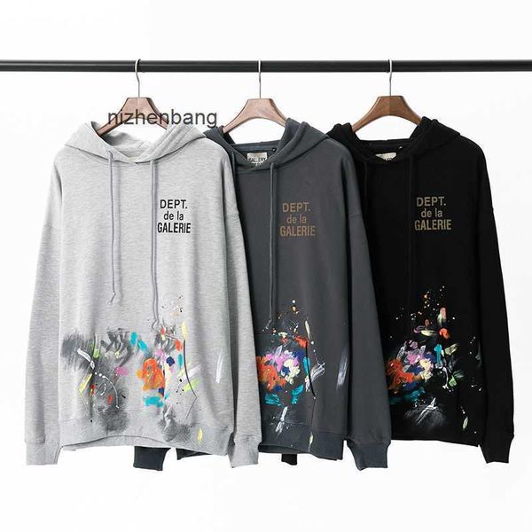 

hoodies hop galleryes designer hip graffiti splash print men's pure cotton street thin lovers trend, Black
