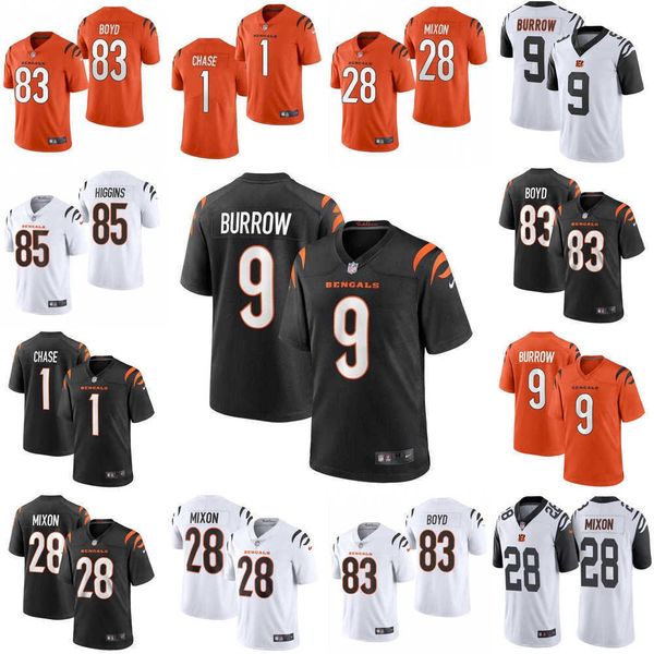 

football jerseys men women cincinnati''bengals''jersey 9 joe burrow 1 ja'marr chase 28 joe mixon 83 tyler boyd 85 t, Black;red