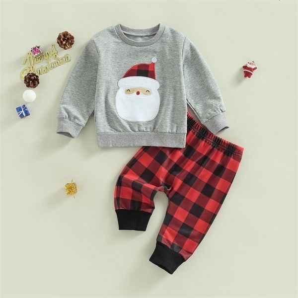 

clothing sets citgeett autumn christmas toddler baby boys girls sportswear outfit cartoon print long sleeve sweatshirt and plaid pant set 2, White