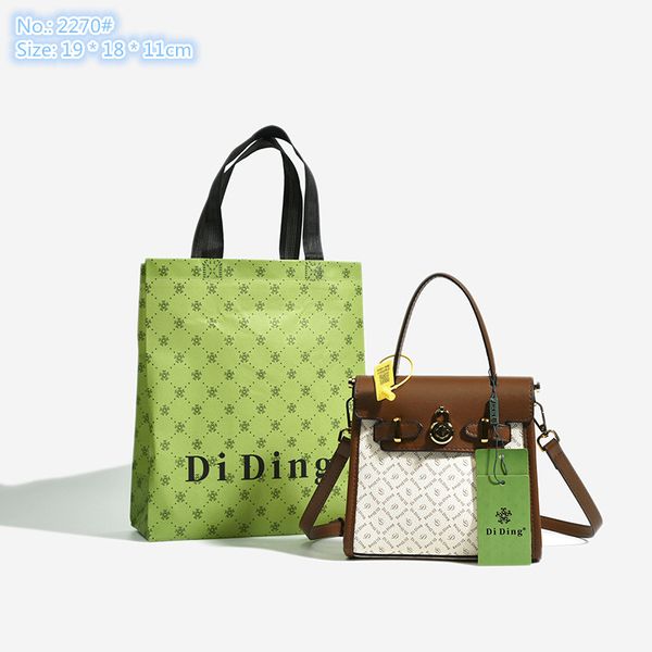 

factory direct ladies shoulder bags 3 colors flip metal buckle fashion handbag simple joker color matching leather bag sweet printed mobile