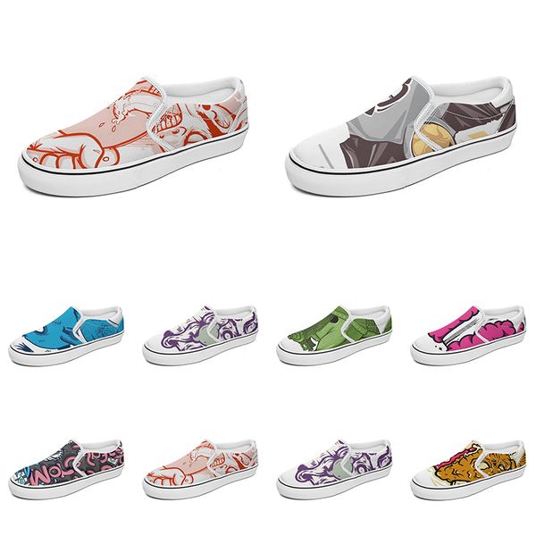 

men women custom slip on canvas shoes anime cartoon animal design diy word black white blue red outdoor mens trainer 187