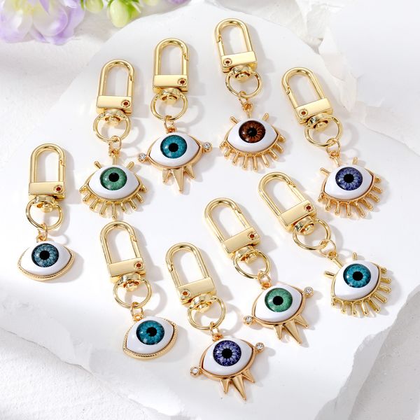 

turkish evil eye keychain key rings lucky blue eye bag car pendant keyring accessories jewelry, Slivery;golden