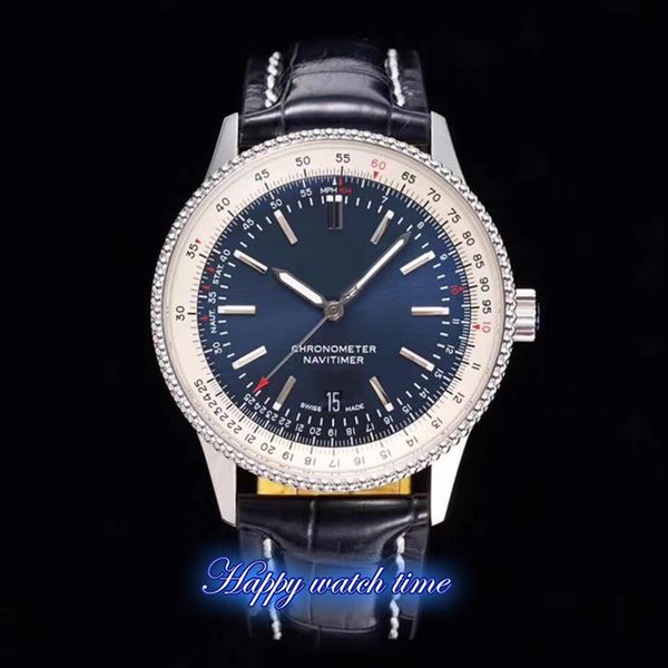 

tf navitimer 1 41mm u17326211m1p2 gray date dial eta 2824 automatic movement mens watch 904l steel silver bezel leather design260o, Slivery;brown