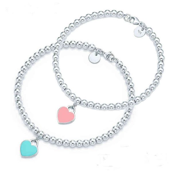 

s925 sterling silver ball bracelet peach heart women's jewelry, Black