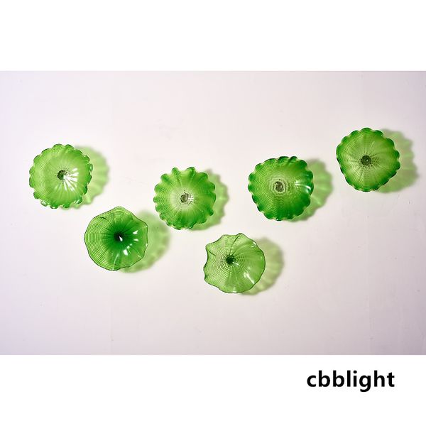 

murano glass plates wall lamps art green flower wall plate dia20-45cm 6pcs/set mounted sconces for l lobby club villa corridor decorative lr