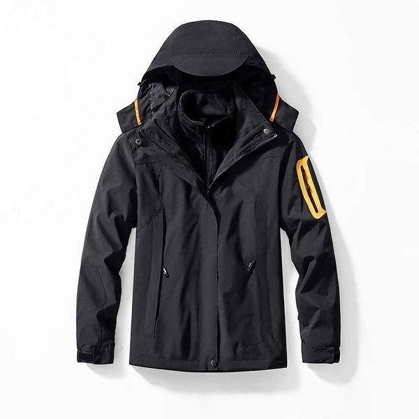 

men's jackets men mens tech fleece coat autumn winter warm jacket plus velvet outerwear three in one style windproof coats sport mounta, Black;brown