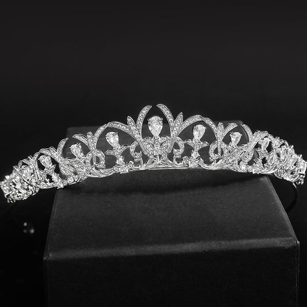 

elegant wedding headpiece for women crystal flower tiaras and crowns hair accessories birthday crown cake er jewelry, Slivery;golden