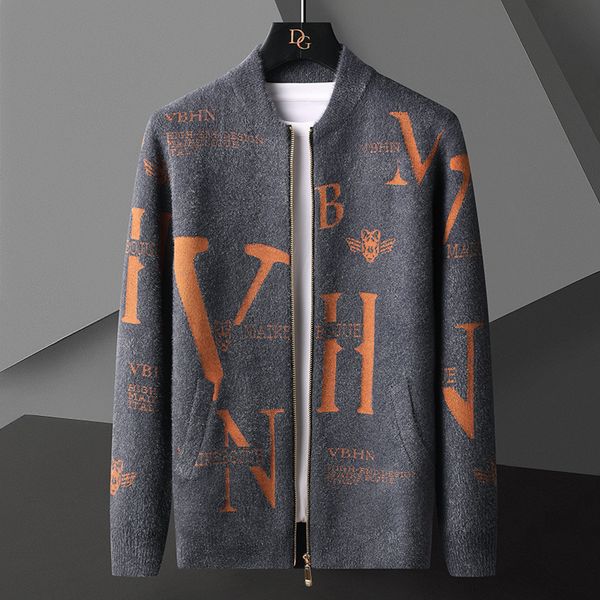 

men's sweaters fall winter luxury brand cardigan men thick warm mink cashmere mens cardigans sweatercoat fashion male sweaters 221116, White;black