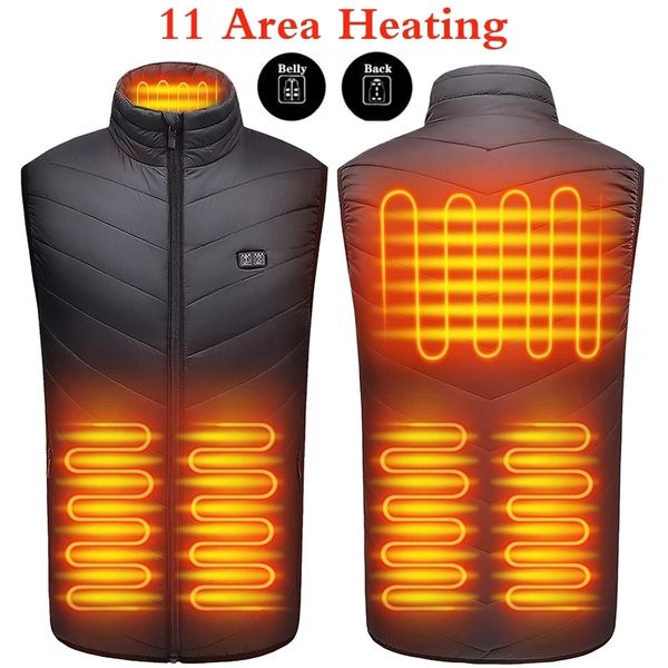

mens vests usb infrared 11 heating areas jacket winter electric heated waistcoat for sports hiking oversized 5xl 221117, Black;white