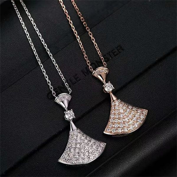 

new dress dimond pendant necklaces for classical women elegant necklace highly quality choker chains designer jewelry 18k plated gold girls, Silver