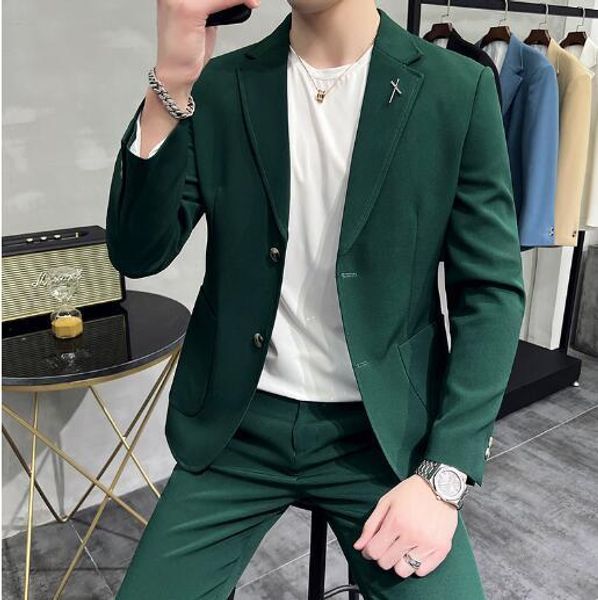 

mens suits blazers mens autumn thin casual single slim fit suit coat blazer 221117, White;black