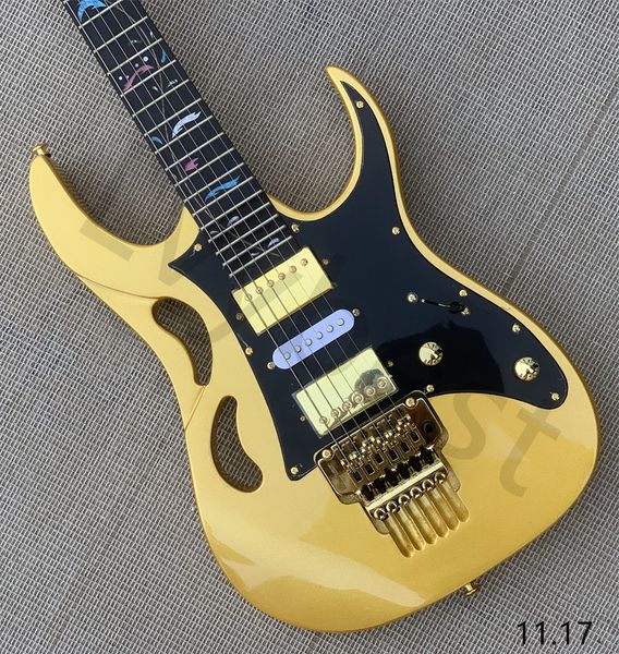 

lvybst customized electric guitar new 7v ibanez yellow body with gold accessories rose wood fingerboard