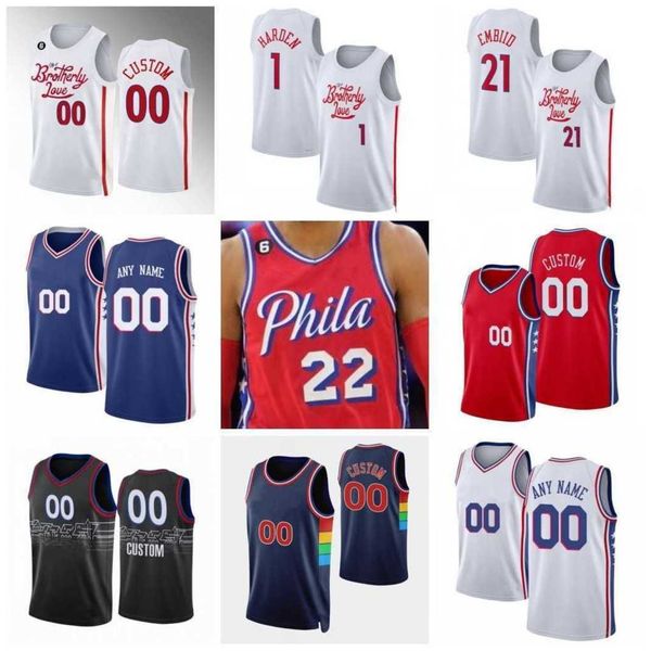 

joel embiid james harden custom basketball jerseys tyrese maxey philadelphias 76er shake milton pj tucker matisse thybulle tobias, Black