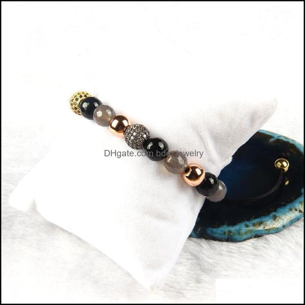 

charm bracelets wholesale 10pcs/lot cubic micro pave cz ball rame bracelet with 8mm natural mix faceted stone beads jewelry for men dhtw9, Golden;silver