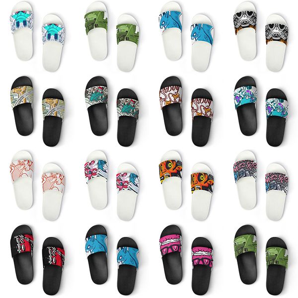 

men women custom slippers shoes artoon animal design diy word black white blue red mens trainer 075