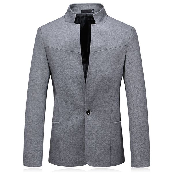 

mens suits blazers brand clothing men fashion party coat casual slim fit jackets onebuttons solid stand collar chinese style male 221117, White;black