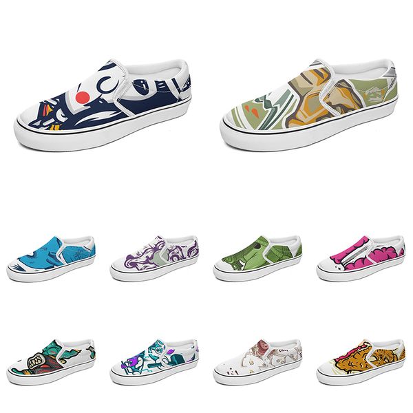

men women custom slip on canvas shoes anime cartoon animal design diy word black white blue red outdoor mens trainer 117