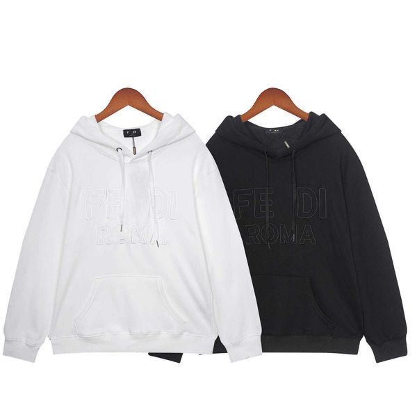 

designer luxury fends classic new relaxed warmth sweater coat men's and women's pure cotton embroidery edge letter casual fashion, Black