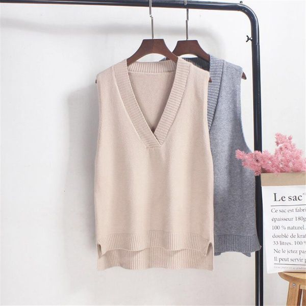 

women's vests fashion korean woman sweaters knitted vest womens sweater autumn winter loose sleeveless knitwear femme pullover 221117, Black;white