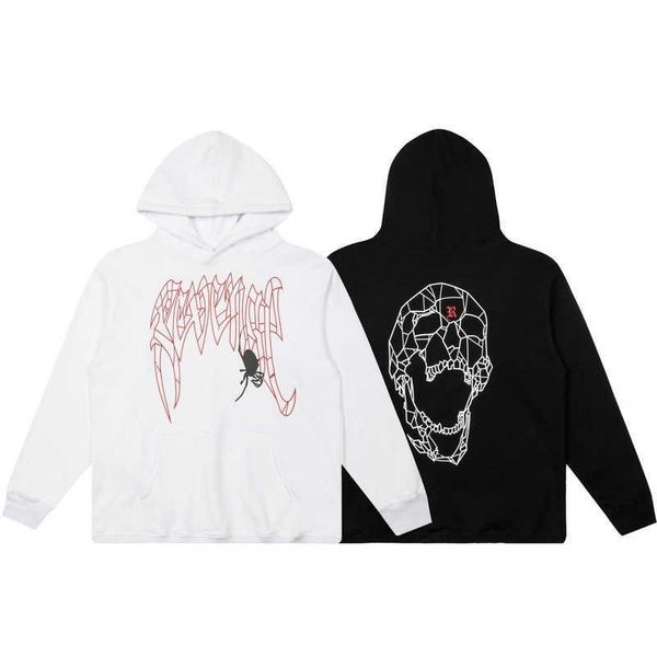 

hoodie for men reveal cotton venge designer brand autumn winter 2022 hip hop revenge halloween limited spider hooded bodysuit men's wom, Black