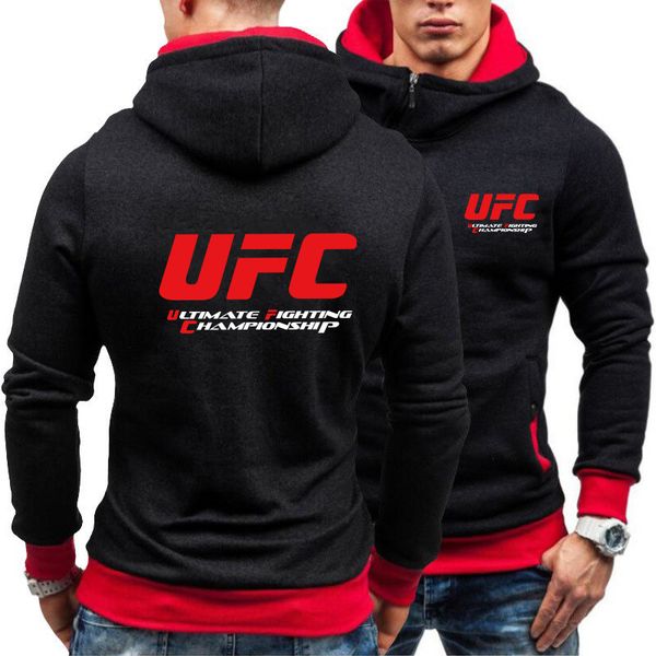 

foreign trade diagonal zipper sweatshirt men's ufc fleece sweatshirt hoodie hoodie men's tide sweatshirt women's factory dire, Black