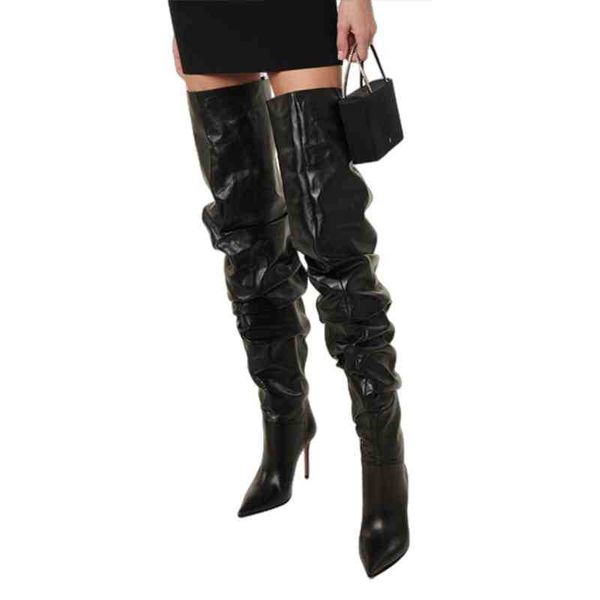 

boots new arden furtado 2022 spring autumn woman over the knee thigh high pointed toe stiletto heels women's 220906, Black