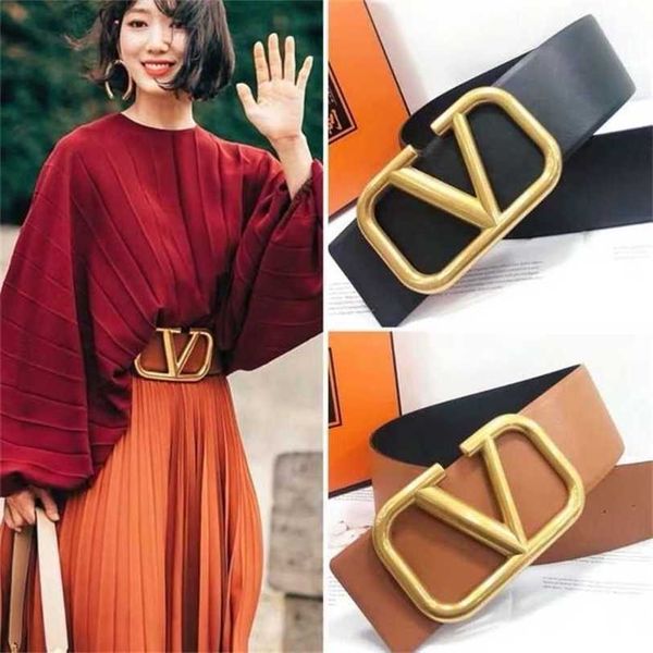

designer belts valentions belt womens leather large vbutton with skirt windbreaker decoration simple waist closure width 7c m, Black;brown