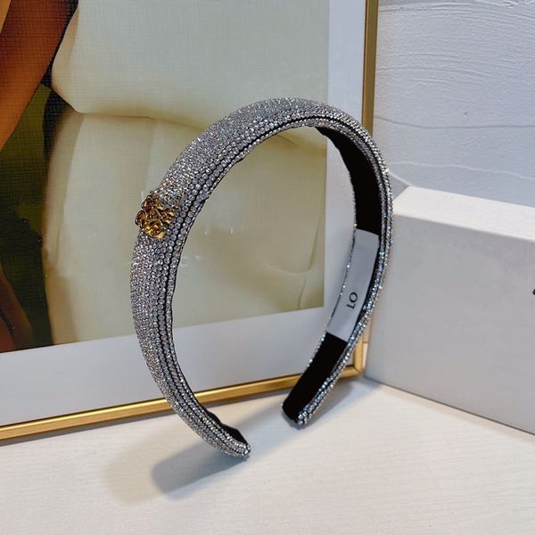 

2022 new cryctal luxury headband women solid color diamond hairband fashion hair hoop girls retro makeup headbands hair accessories no box, Silver