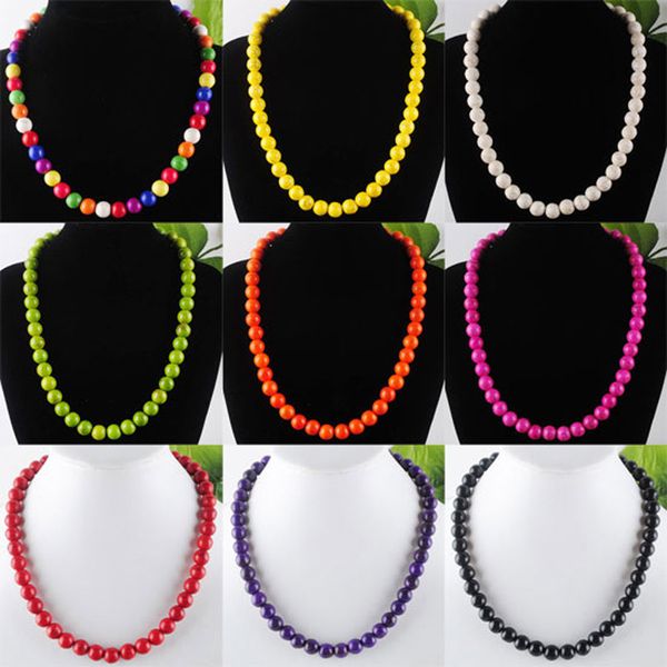 

wojiaer vintage silver plated turquoises stone ball necklace bohemia jewelry statement round beads women's necklaces bf304