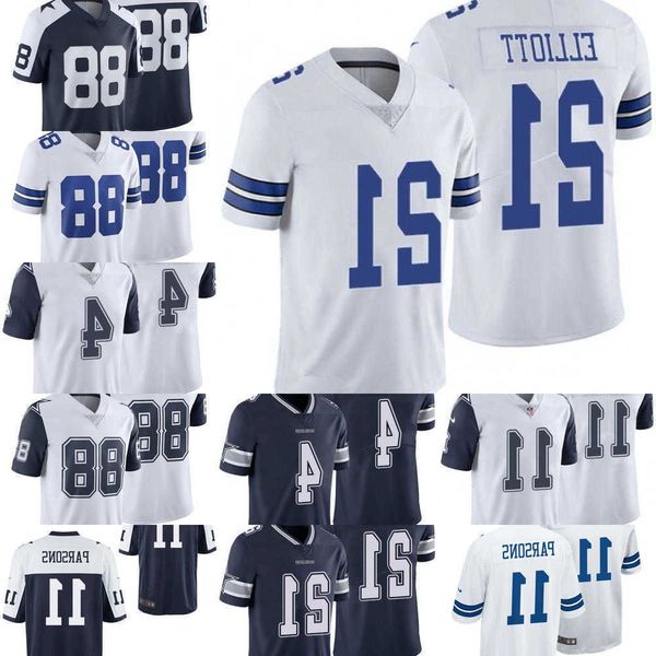 

football jerseys navy men women youth dallas''cowboys''jersey 4 dak prescott 11 micah parsons 21 ezekiel elliott 88 ceed, Black;red