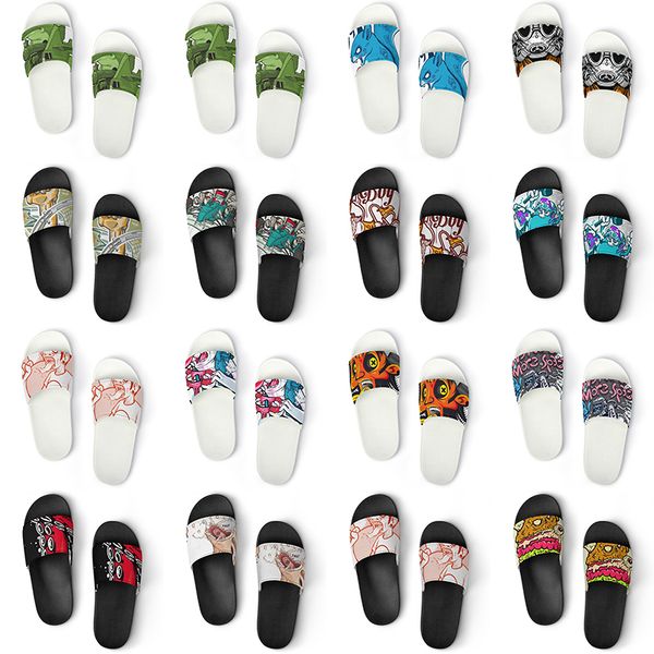 

men women custom slippers shoes artoon animal design diy word black white blue red mens trainer 004
