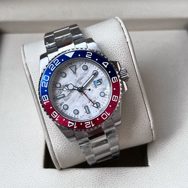 

Men's watch silver gray round dial 40mm m126719blro automatic mechanical luminous 904L stainless steel folding safety clasp scratch resistant blue crystal, Waterproof
