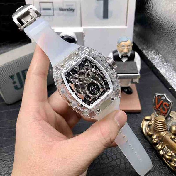 

mill richa mechanical business automatic leisure rm19-01 fully watch crystal case tape men's watch, Slivery;black