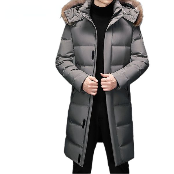 

mens down parkas jacket winter thick length 90% fur hat windproof rainproof trench coat 123 coats 221117, Black