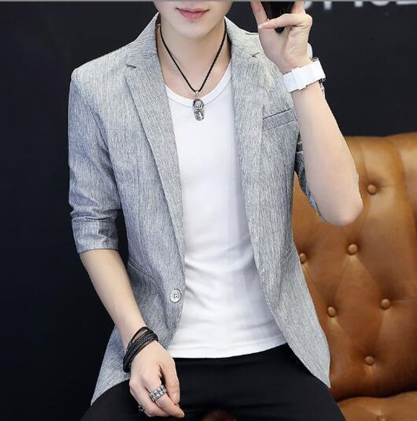 

mens suits blazers style summer spring slim one bottom cotton line coat suit jacket abd12 221117, White;black