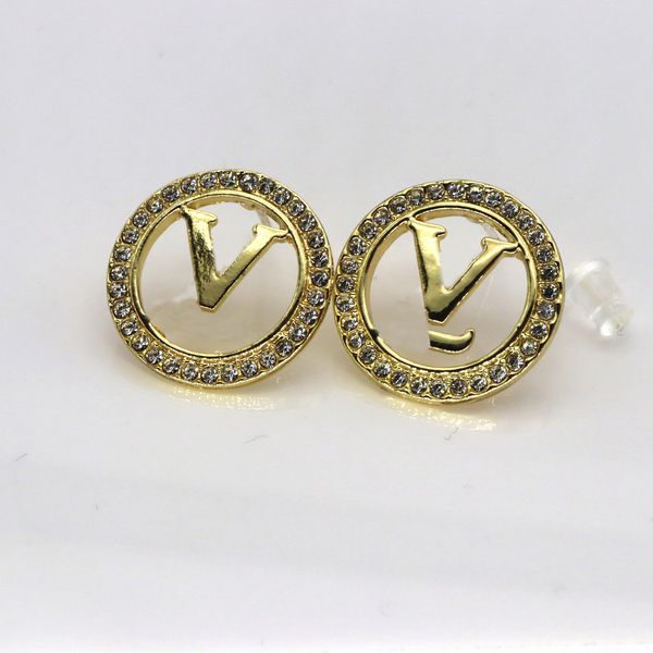 

round charm designers gold love earrings designer women bow diamonds party wedding rhinestone birthday gift luxury classic brand european am, Golden