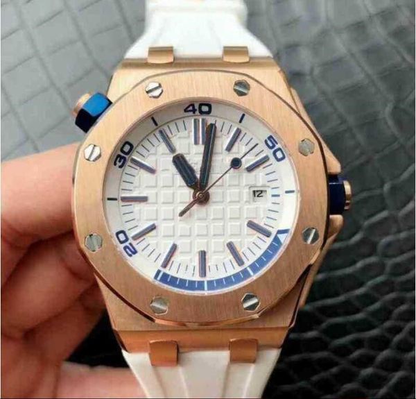 

multiple styles men watch automatic movement white yellow orange blue black dial 42mm rubber strap mechanical mens watchs, Slivery;brown