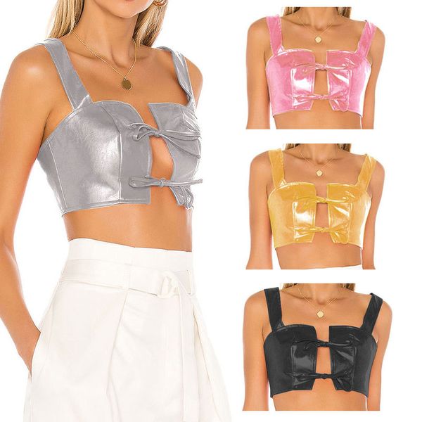 

women's tanks woman holographic tube tank cropped women sleeveless eye-catching kawaii streetwear bustier coquette festival dresses, White