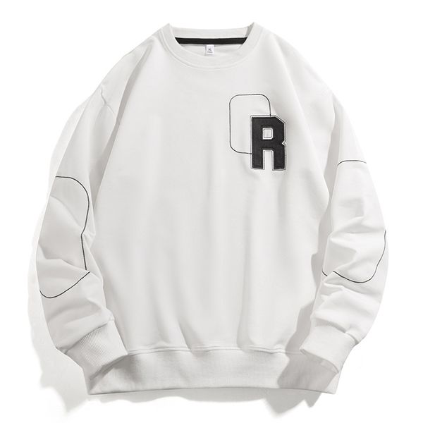 

Men's Autumn New Korean Fashion Brand Versatile Long Sleeve Sweater Casual Sports Breathable Fashion Top Printed Coat, White