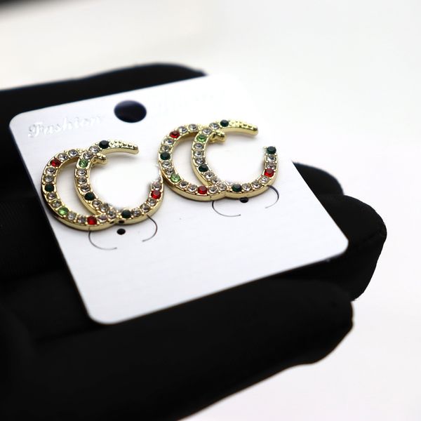 

love earrings colour rhinestone charm designers designer women bow diamonds party wedding birthday gift luxury classic brand european americ, Golden