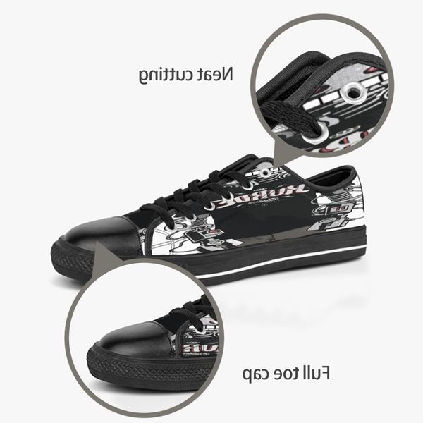 

men women diy custom shoes low canvas skateboard sneakers triple black customization uv printing sports sneakers daishu 167-13